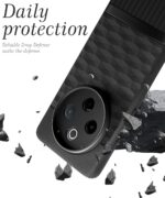 Back Cover for iQOO Z10 5G | Vivo T4 5G with Hexa Cube Design | Ultra Slim Soft Rubberised Case | Inner Velvet Fabric | Matte Silicone Flexible Mobile Case | Camera Protection - Black - Image 4