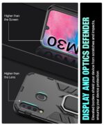 Shock Proof Back Case Mobile Cover for Samsung Galaxy M30 | Back Cover Case (Tough Armor | Hybrid PC + TPU | Ring Holder & inBuilt Kickstand | Black) - Image 8