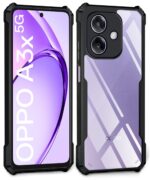 Shock Proof Clear Protective Hybrid Back Case for Oppo A3x 5G | A3x 4G AirEDGE Technology | 360 Degree Camera Protection | Transparent - Black- Polycarbonate;Thermoplastic Polyurethane - Image 4