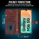 Shock Proof Flip Cover Back Case for Samsung Galaxy M36 5G | Magnetic Wallet Leather Case with Stand - Image 4
