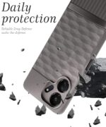 kelpuj Back Cover for Mi Redmi 13C 5G | Redmi 13C 4G | Poco M6 5G | Poco C65 | Hexa Cube Design | Inner Velvet Fabric Soft Case | Matte Silicone Flexible Mobile Case | Camera Protection - Grey - Image 4