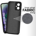 Back Cover for Motorola Moto G54 5G | Moto G64 5G | Ultra Slim Soft Rubberised Case | Inner Velvet Fabric Lining | Matte Silicone Flexible Mobile Case | Camera Protection - Black - Image 3