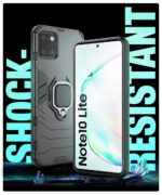 Shock Proof Back Case Mobile Cover for Samsung Galaxy Note 10 Lite (Armor | Hybrid PC + TPU | Full Protection with Ring Holder Kickstand | Carbon Black) - Image 4