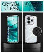 Transparent Back Cover Case for Compatible with Redmi Note 14 5G | Raised Bumps for Full Device & Camera Protection Shockproof TPU Silicone Back Case Mobile Cover Transparent - Image 3