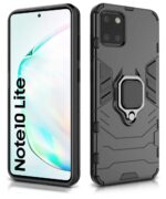 Shock Proof Back Case Mobile Cover for Samsung Galaxy Note 10 Lite (Armor | Hybrid PC + TPU | Full Protection with Ring Holder Kickstand | Carbon Black) - Image 3