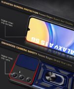 Tough Armor Bumper Mobile Back Case for Samsung Galaxy A15 5G | Sliding Camera Shield Cover | Shock Proof 360? Protection | Hybrid PC + TPU | Ring Holder with Kickstand ? Blue - Image 8