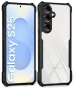 Shock Proof Clear Protective Back Case for Samsung Galaxy S25 5G AirEDGE Technology | 360 Degree Camera Protection | Transparent Hybrid Back Case Mobile Cover Black - Image 4
