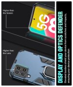 Shock Proof Back Case Mobile Cover for Samsung Galaxy M53 5G | Back Cover Case (Tough Armor | Hybrid PC + TPU | Ring Holder & in-Built Kickstand | Blue) - Image 5