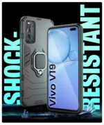 Shock Proof Back Case Mobile Cover for Vivo V19 | Back Cover Case (Tough Armor | Hybrid PC + TPU | Ring Holder & in-Built Kickstand | Black) - Image 3
