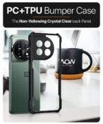 TPU+PC Shock Proof Clear Protective Back Case for 1+ Oneplus 11 5G - Airedge Technology | 360 Degree Camera Protection | Transparent Hybrid Back Case Mobile Cover - Earthy Black - Image 5