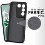 Ultra Slim Soft Rubberised Back Cover for Vivo V27 | V27 Pro | Inner Velvet Fabric Lining | Matte Silicone Flexible Camera Protection Back Case - Black - Image 2