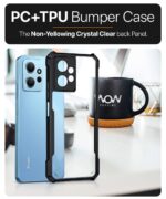 TPU+PC Shock Proof Clear Protective Back Case for Xiaomi Redmi Note 12 4G - Airedge Technology | 360 Degree Camera Protection | Transparent Hybrid Back Case Mobile Cover - Black - Image 8