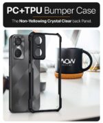 Shock Proof Clear Protective Back Case for Tecno Pop 6 Pro - AirEDGE Technology | 360 Degree Camera Protection | Transparent Hybrid Back Case Mobile Cover - Black - Image 4