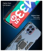 Shock Proof Back Case Mobile Cover for Samsung Galaxy M33 5G | Back Cover Case (Tough Armor | Hybrid PC + TPU | Ring Holder & in-Built Kickstand | Blue) - Image 8