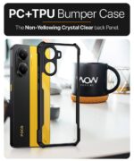 Shock Proof Clear Protective Back Case for Poco X7 Pro 5G - AirEDGE Technology | 360 Degree Camera Protection | Transparent Hybrid Back Case Mobile Cover - Black - Image 4