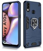 Shock Proof Back Case Mobile Cover for Samsung Galaxy A10s | Galaxy M01s | Back Cover Case (Tough Armor | Hybrid PC + TPU | Ring Holder & in-Built Kickstand | Blue) - Image 2