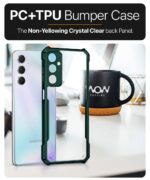 TPU+PC Shock Proof Clear Protective Back Case for Samsung Galaxy M54 | F54 5G - Airedge Technology | 360 Degree Camera Protection | Transparent Hybrid Back Case Mobile Cover - Green - Image 4