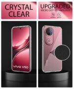 kelpuj Transparent Back Cover for iQOO Z10R 5G | Vivo V50 5G | V50e 5G | V50 Elite Edition | Raised Bumps for Full Device & Camera Protection Shockproof TPU Silicone Mobile Case Transparent - Image 4