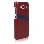Premium Handmade Hand Stitched Vintage Leather Finish Back Case Cover for XIAOMI MI REDMI 2 / REDMI 2 Prime (Maroon Wine Red with Blue Pocket) - Image 2