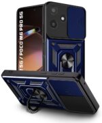 Tough Armor Bumper Mobile Back Case for Mi Redmi 12 5G | Poco M6 Pro 5G | Sliding Camera Shield Cover | Shock Proof 360? Protection | Hybrid PC + TPU | Ring Holder with Kickstand ? Blue - Image 4