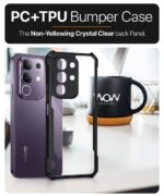 TPU+PC Shock Proof Clear Protective Back Case for Vivo T4X 5G | IQOO Z10X 5G - Airedge Technology | 360 Degree Camera Protection | Transparent Hybrid Back Case Mobile Cover - Black - Image 6