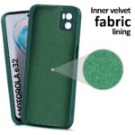 Ultra Slim Soft Rubberised Back Cover Case for Motorola Moto E32 | E22S Inner Velvet Fabric Lining | Matte Silicone Flexible Camera Protection Back Cover ? Green - Image 3