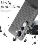 Back Cover for Vivo Y400 Pro 5G with Hexa Cube Design | Ultra Slim Soft Rubberised Case | Inner Velvet Fabric | Matte Silicone Flexible Mobile Case | Camera Protection - Grey - Image 4