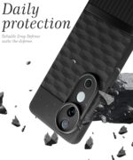 Back Cover for Vivo V40 | V40 Pro 5G | T3 Ultra 5G with Hexa Cube Design | Ultra Slim Soft Case | Inner Velvet Fabric | Matte Silicone Flexible Mobile Case | Camera Protection - Black - Image 5