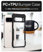 kelpuj Shock Proof Clear Protective Back Case for Google Pixel 9 Pro - AirEDGE Technology | 360 Degree Camera Protection | Transparent Hybrid Back Case Mobile Cover - Black - Image 8