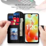 Shock Proof Flip Cover Back Case for Xiaomi Redmi 12C | Magnetic Wallet Leather Case with Stand - Image 4