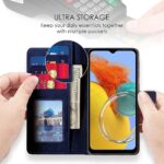 Shock Proof Flip Cover Back Case for Samsung Galaxy M14 5G | Magnetic Wallet Leather Case with Stand - Image 6