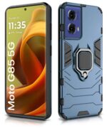 kelpuj Shock Proof Back Case Mobile Cover for Motorola Moto G85 5G | Back Cover Case (Tough Armor | Hybrid PC + TPU | Ring Holder & in-Built Kickstand | Blue) - Image 4