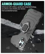 Shock Proof Back Case Mobile Cover for Oppo A17 | Back Cover Case (Tough Armor | Hybrid PC + TPU | Ring Holder & in-Built Kickstand | Black) - Image 4