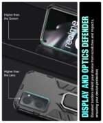 Shock Proof Back Case Mobile Cover for Realme 9I 4G | Back Cover Case (Tough Armor | Hybrid PC + TPU | Ring Holder & in-Built Kickstand | Black) - Image 5
