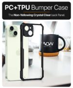 Shock Proof Clear Mobile Back Cover Case for Apple iPhone 15 Plus | AirEDGE Technology | Hard | Hybrid PC + TPU | Full Armour Device & Camera Protection - Black - Image 8