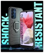 Shock Proof Back Case Mobile Cover for Samsung Galaxy M34 5G | F34 5G (Tough Armor | Hybrid PC + TPU | Full Protection with Ring Holder & in-Built Kickstand | Black) - Image 6