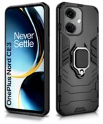 Shock Proof Back Case Mobile Cover for OnePlus Nord CE 3 5G | Bumper Back Cover Case (Tough Armor | Hybrid PC + TPU | Full Protection with Ring Holder & in-Built Kickstand | Black) - Image 2