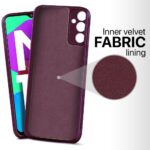 Slim Ultra Soft Rubberised Back Cover for Samsung Galaxy F13 | M13 4G | Inner Velvet Fabric Lining | Matte Silicone Flexible Camera Protection Back Case - Maroon Wine Red - Image 2