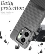 Back Cover for Oppo Reno 14 5G with Hexa Cube Design | Ultra Slim Soft Rubberised Case | Inner Velvet Fabric | Matte Silicone Flexible Mobile Case | Camera Protection - Grey - Image 4