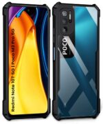 Shockproof Crystal Clear Back Case Mobile Cover for Redmi Note 10T 5G | Poco M3 Pro 5G | (Hard | Hybrid PC + TPU | Full Armour Device & Camera Protection | Black Bumper) - Image 2