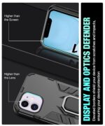 Shock Proof Back Case Mobile Cover for Apple iPhone 11 (6.1-inch) (Armor | Hybrid PC + TPU | Full Protection with Ring Holder Kickstand | Carbon Black) - Image 8