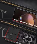 Tough Armor Bumper Mobile Back Case for Mi Redmi 12 5G | Poco M6 Pro 5G | Sliding Camera Shield Cover | Shock Proof 360? Protection | Hybrid PC + TPU | Ring Holder with Kickstand ? Black - Image 8