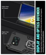 Shock Proof Back Case Mobile Cover for Xiaomi Poco X3 (Armor | Hybrid PC + TPU | Full Protection with Ring Holder Kickstand | Carbon Black) - Image 5