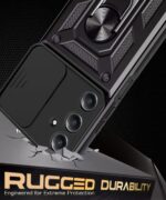 Tough Armor Bumper Mobile Back Case for Samsung Galaxy A15 5G | Sliding Camera Shield Cover | Shock Proof 360? Protection | Hybrid PC + TPU | Ring Holder with Kickstand ? Black - Image 6