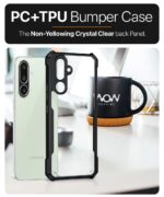 Shock Proof Clear Protective Back Case for Samsung Galaxy M56 5G | Galaxy F56 5G AirEDGE Technology | 360 Degree Camera Protection | Transparent Hybrid Mobile Cover Black - Image 6