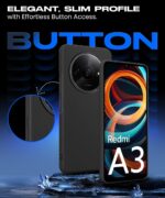 Slim Frameless Back Cover for Mi Redmi A3 | Redmi A3X | Poco C61 | Ultra Thin Lightweight Design & Camera Protection | Soft Matte Silicone Flexible Mobile Case (Black) - Image 5