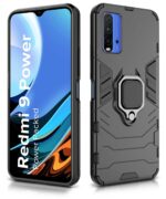 Shock Proof Back Case Mobile Cover for Redmi 9 Power | Poco M3 (Armor | Hybrid PC + TPU | Full Protection with Ring Holder Kickstand | Carbon Black) - Image 3