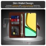Shock Proof Flip Cover Back Case for Realme Narzo N61 | Magnetic Wallet Leather Case with Stand - Image 3