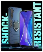 Shock Proof Back Case Mobile Cover for Realme XT | Back Cover Case (Tough Armor | Hybrid PC + TPU | Ring Holder & in-Built Kickstand | Blue) - Image 3