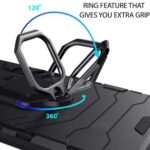 Tough Armor Bumper Back Case Cover for Redmi 10A | 10A Sport with Ring Holder & Kickstand in-Built | Excellent 360 Degree Protection (Carbon Black) - Image 4